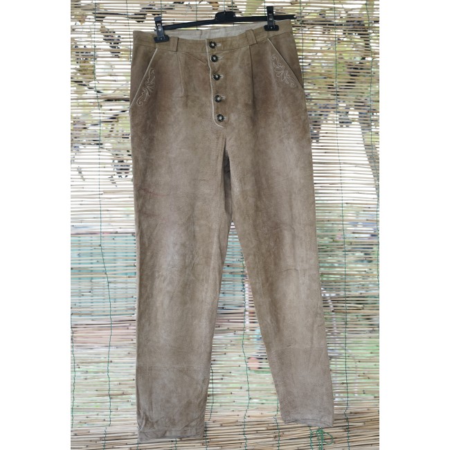 PANTALONI tg. 50 IN PELLE  STILE TIROLESE