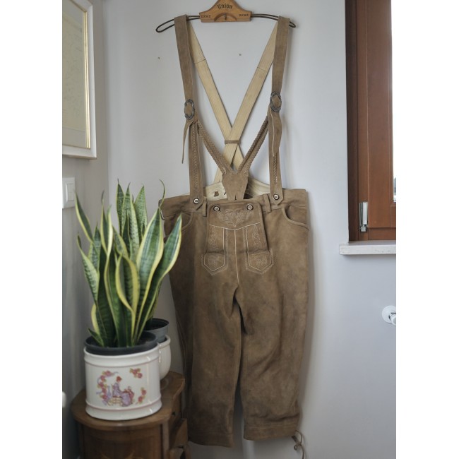 PANTALONI tg. 54 PELLE LEDERHOSEN STILE TIROLESE